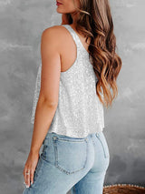 Sequin Scoop Neck Tank - Trendsi - Flyclothing LLC