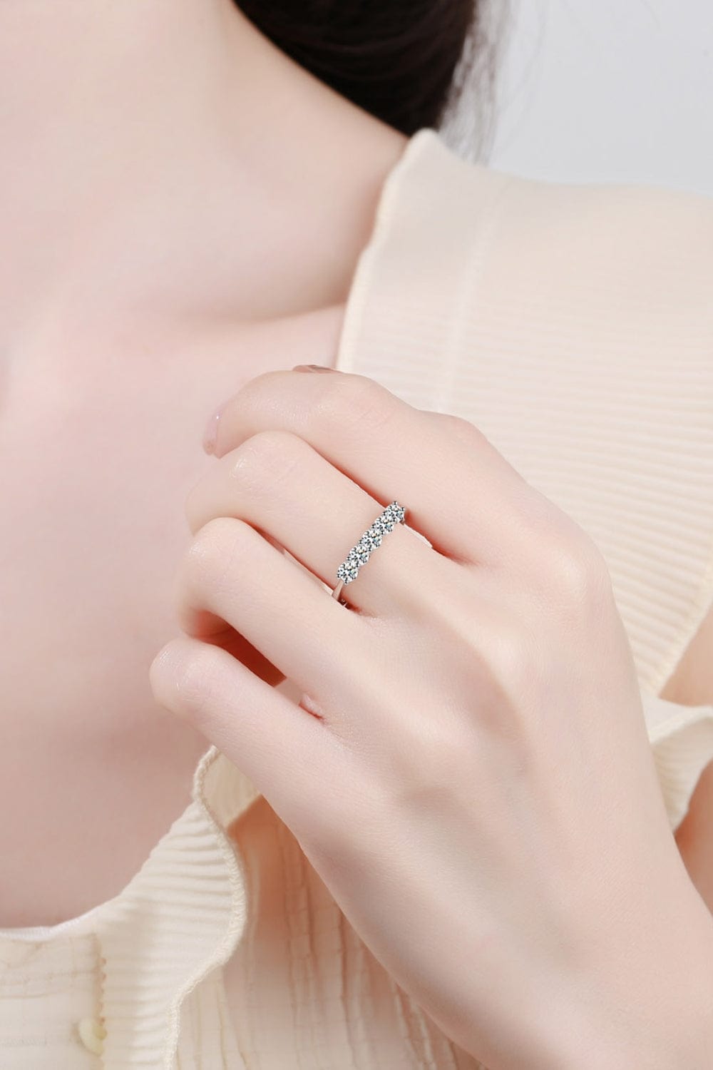 925 Sterling Silver Moissanite Ring - Trendsi