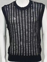 Men's Round Neck Hollow Out Sleeveless Top - Trendsi - Flyclothing LLC