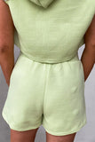 Textured Drawstring Hoodie and Shorts Set - Trendsi