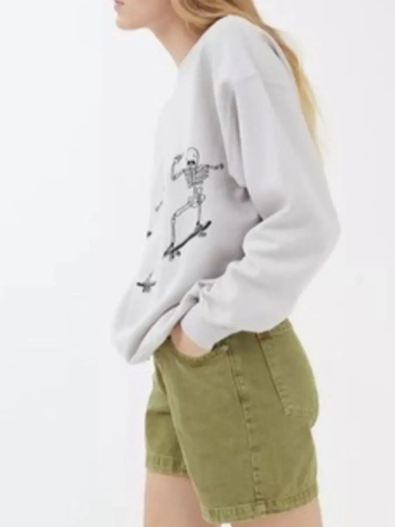 Skeleton Graphic Oversized Sweatshirt - Trendsi - Flyclothing LLC