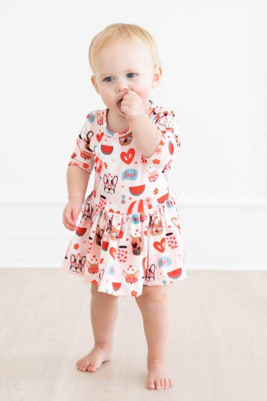 Puppy Love 3/4 Sleeve Twirl Bodysuit - Mila & Rose ® - Flyclothing LLC
