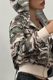 Pocketed Camouflage Zip Up Hooded Jacket - Trendsi