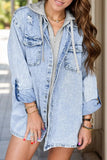 Distressed Button Up Long Sleeve Denim Jacket - Trendsi
