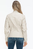 Snobbish Faux Leather Biker Jacket with Side Zip Pockets - Trendsi