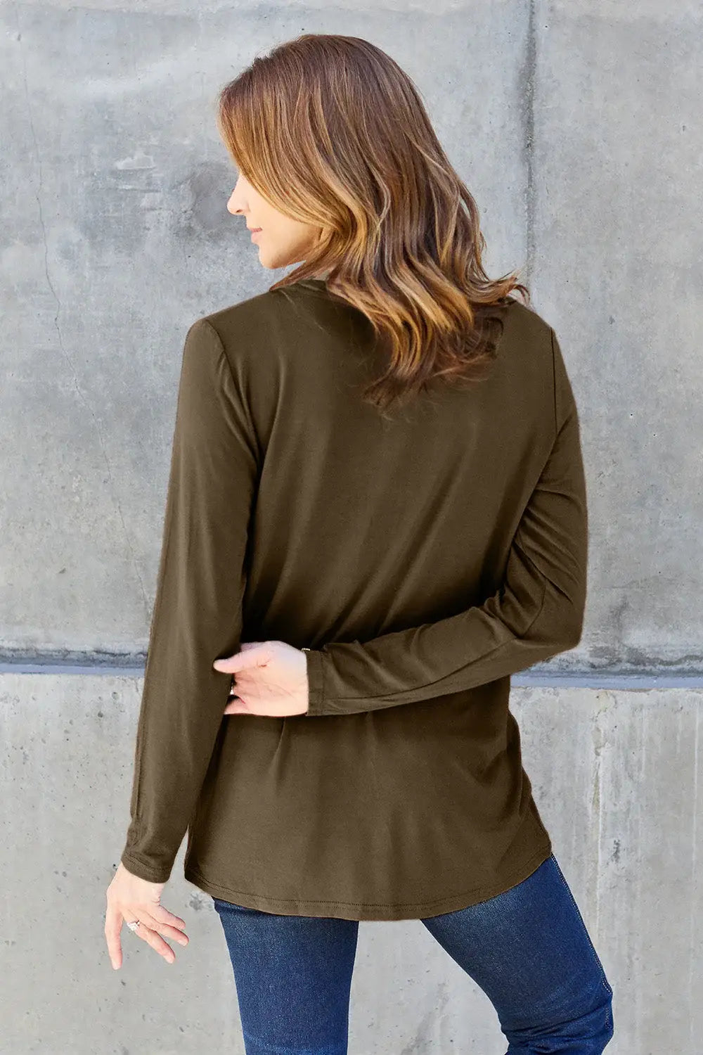 Basic Bae Full Size V-Neck Long Sleeve Top - ShopBasicbae - Flyclothing LLC