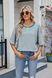 Contrast Striped Round Neck Half Sleeve T-Shirt - Trendsi - Flyclothing LLC