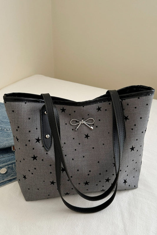 Bow Trim Polyester Tote Bag - Trendsi