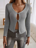Devine Long Sleeve Cropped Cardigan - Trendsi - Flyclothing LLC