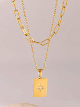 18K Gold-Plated Stainless Steel Double-Layered Necklace - Trendsi - Flyclothing LLC