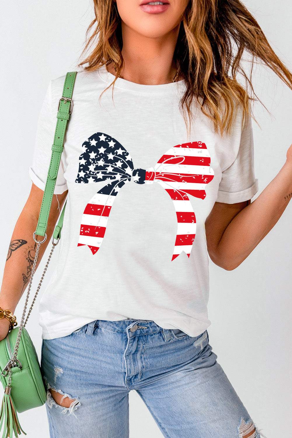 Bow Round Neck Short Sleeve T-Shirt - Trendsi - Flyclothing LLC
