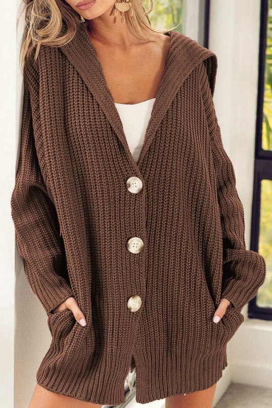 Button Down Collared Neck Cardigan - Trendsi - Flyclothing LLC