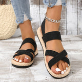 Crisscross Open Toe Flat Sandals - Trendsi