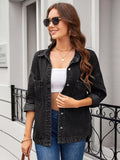 Vintage Wash Button-Down Denim Jacket - Trendsi - Flyclothing LLC