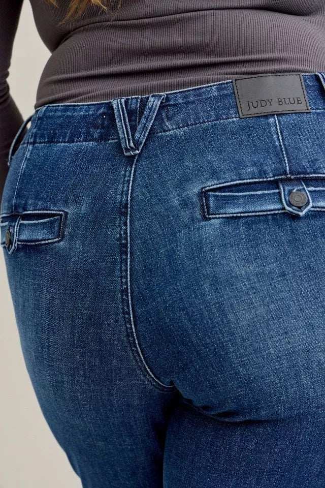 Judy Blue Full Size Mid Rise Bootcut Jeans with Welt Pockets Plus Size - Trendsi - Flyclothing LLC