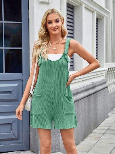 Lovelet Knotted Wide Strap Scoop Neck Overalls - Trendsi - Flyclothing LLC