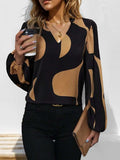 Frill Notched Long Sleeve Blouse - Trendsi - Flyclothing LLC