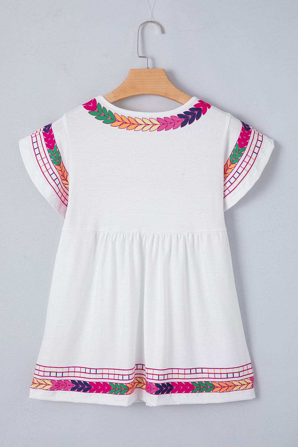 Printed Round Neck Cap Sleeve Blouse - Trendsi - Flyclothing LLC