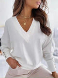 V-Neck Long Sleeve Sweatshirt - Trendsi