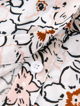 Floral Print Frilled Puff Sleeve Button Down Shirt - Trendsi - Flyclothing LLC