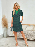 Contrast Striped Short Sleeve Mini Dress - Trendsi - Flyclothing LLC