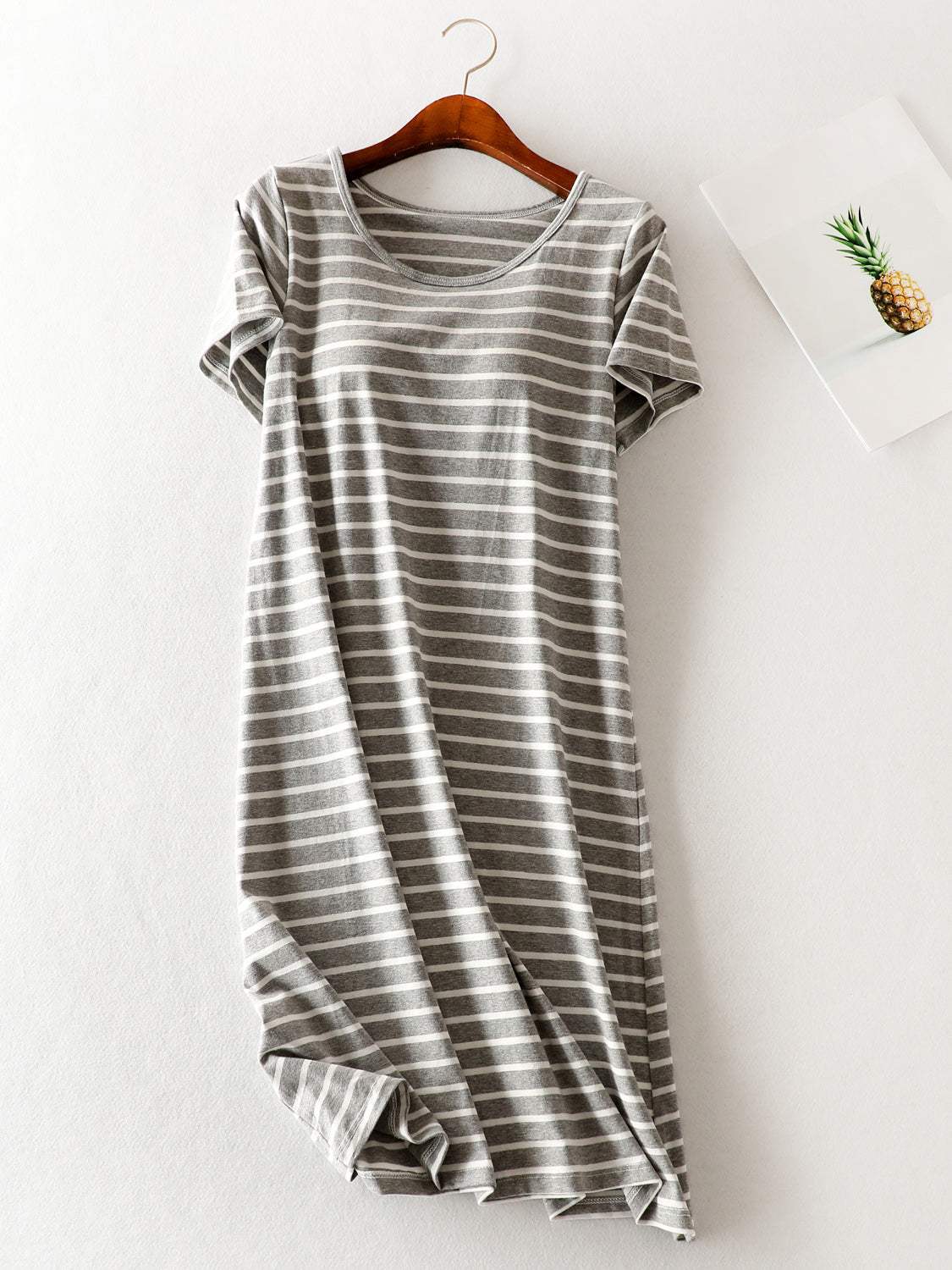 Striped Round Neck Short Sleeve Dress - Trendsi - Flyclothing LLC