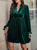 Ruched Surplice Flounce Sleeve Mini Dress - Trendsi