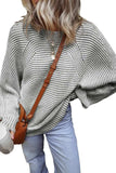 Textured Striped Round Neck Long Sleeve Top - Trendsi - Flyclothing LLC