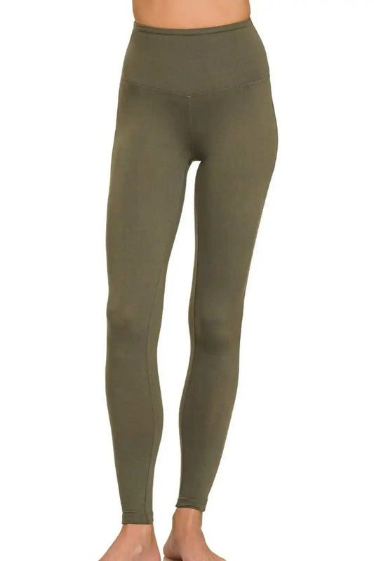 Zenana Premium Microfiber Wide Waistband Leggings - Trendsi - Flyclothing LLC