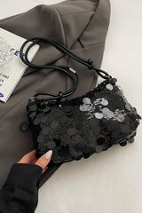 Sequin Knotted Straps Shoulder Bag - Trendsi