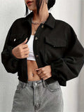 Collared Neck Dropped Shoulder Jacket - Trendsi - Flyclothing LLC