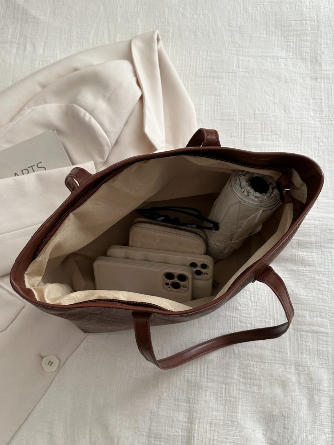 PU Leather Medium Shoulder Bag - Trendsi