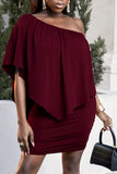 Plus Size One-Shoulder Half Sleeve Mini Dress - Trendsi