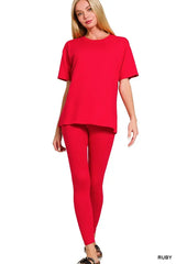 Zenana Full Size Brushed Dty Microfiber Short Sleeve Top and Pants Loungewear Set Plus Size - Trendsi - Flyclothing LLC