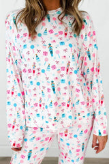 Printed Round Neck Long Sleeve Top and Pants Lounge Set - Trendsi - Flyclothing LLC