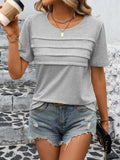 Round Neck Short Sleeve Top - Trendsi - Flyclothing LLC