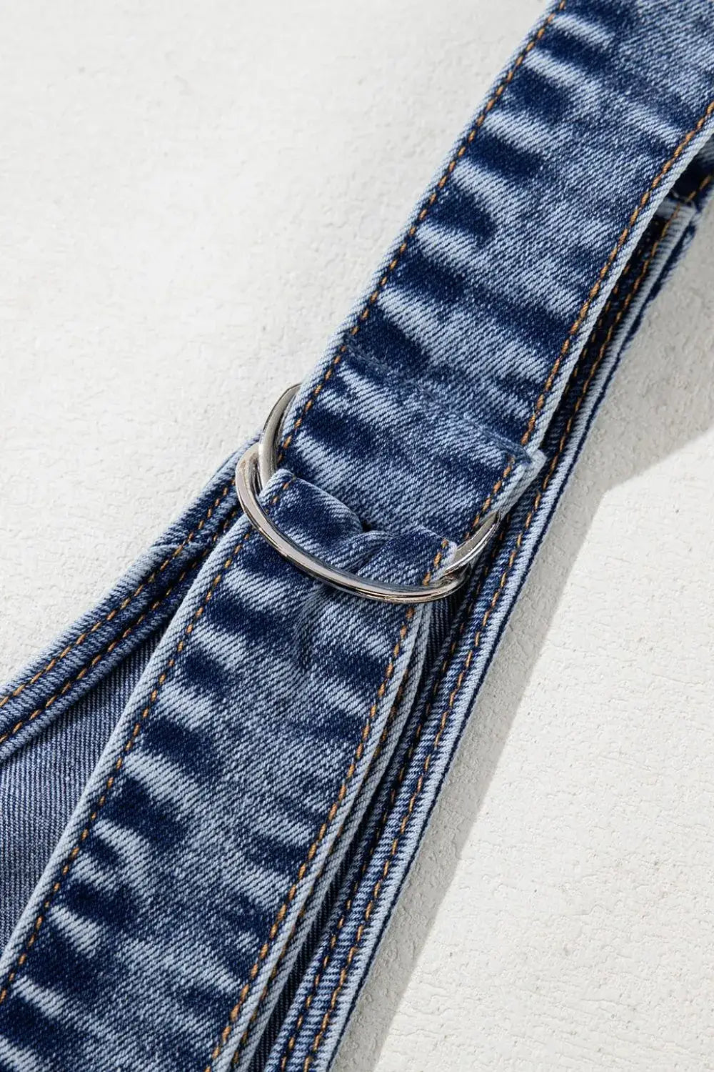 U Neck Patched Pocket Denim Overalls - Trendsi - Flyclothing LLC