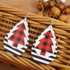 Christmas Tree PU Leather Earrings - Trendsi