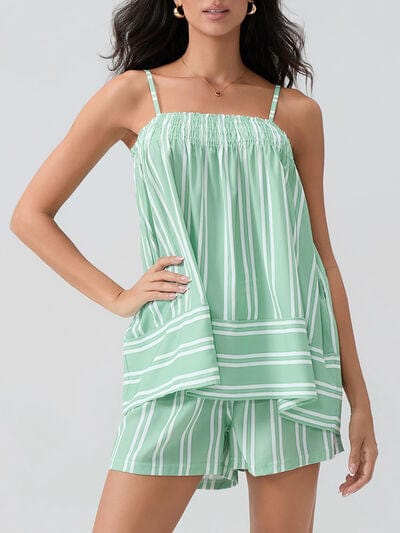 Smocked Square Neck Cami and Shorts Set - Trendsi
