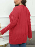 Plus Size Round Neck Long Sleeve Sweater - Trendsi - Flyclothing LLC
