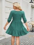 Tiered Ruched V-Neck Mini Dress - Trendsi