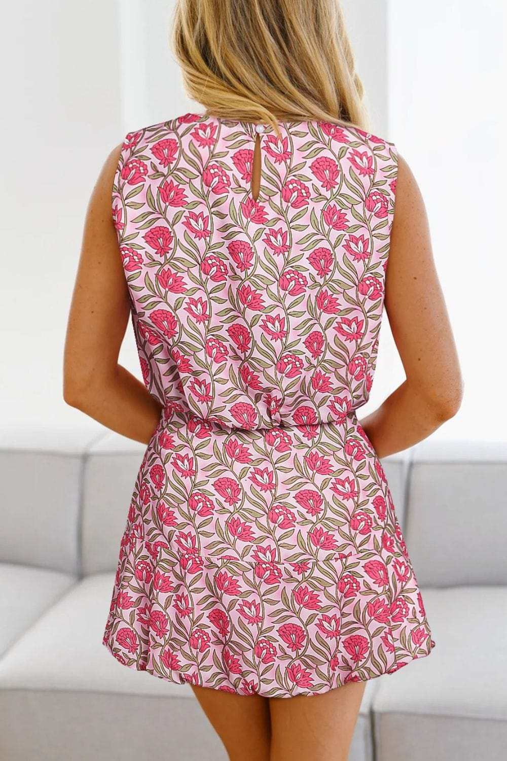 Floral Print Cropped Tank and Mini Skirt Set - Trendsi - Flyclothing LLC