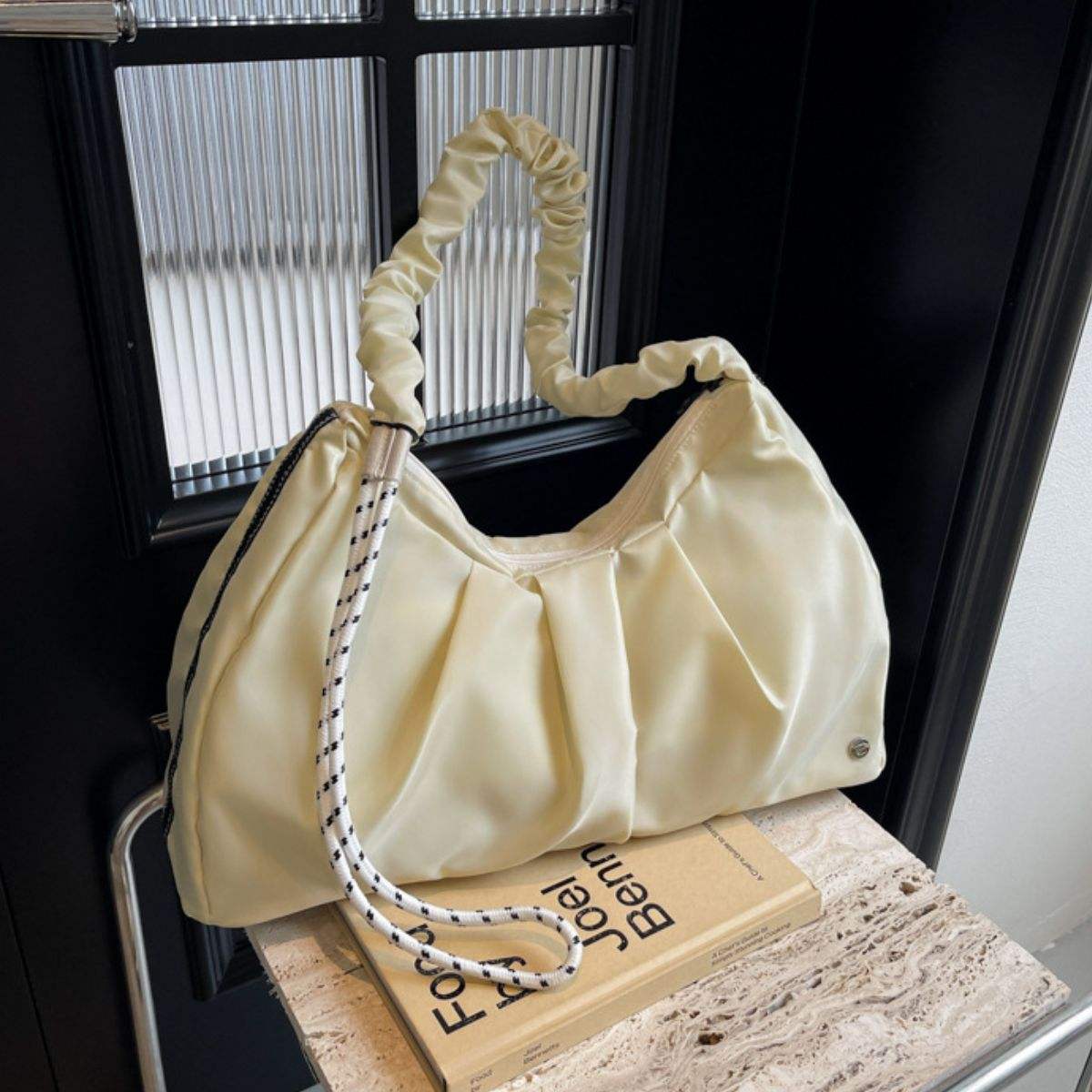 Ruched Large Tote Bag - Trendsi - Flyclothing LLC