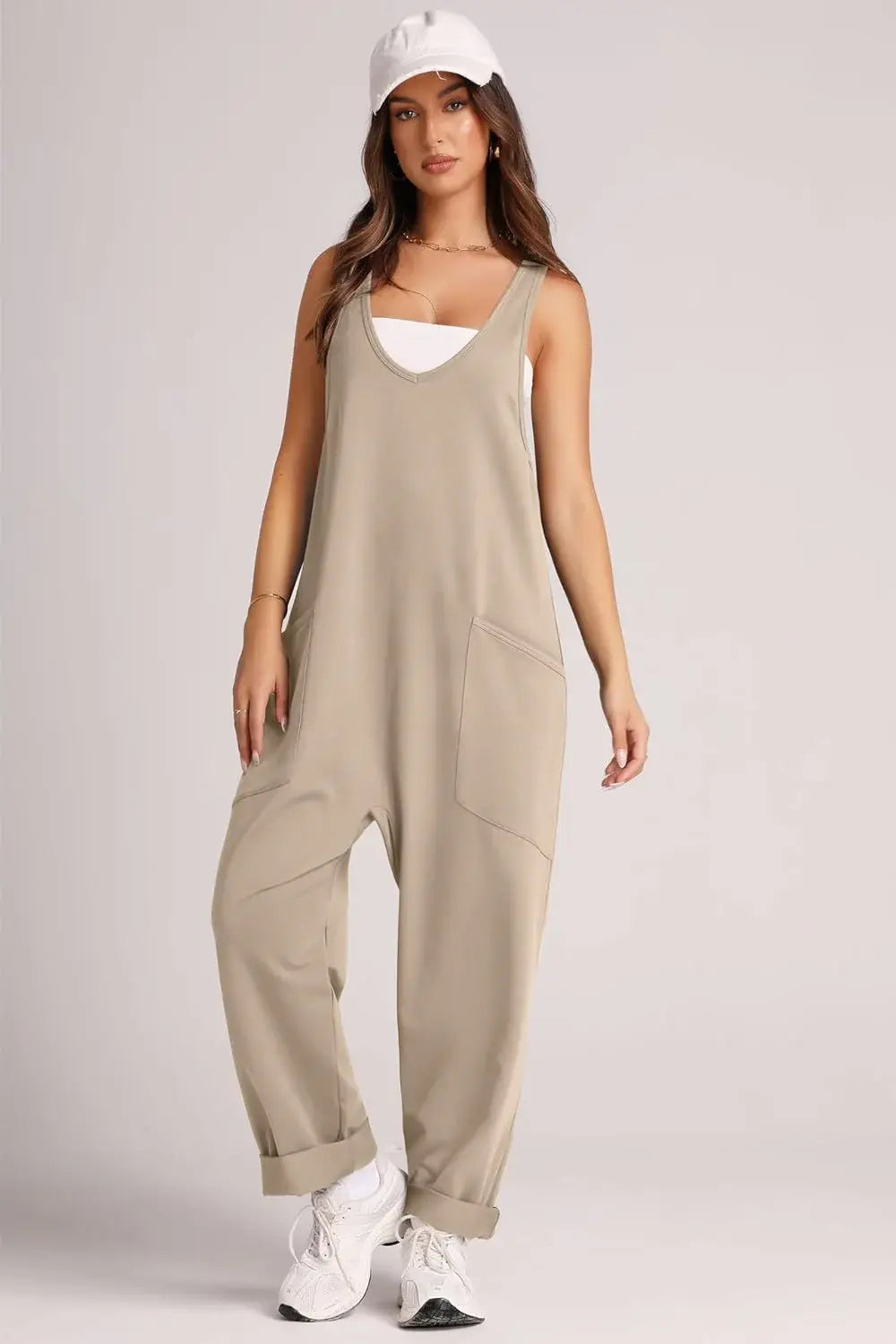 Lovelet V-Neck Wide Strap Overalls - Trendsi - Flyclothing LLC