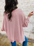 Ribbed Knit Dropped Shoulder Sweatshirt - Trendsi - Flyclothing LLC