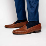 15-211-CGN CESTINO Calfskin Basketweave Slip On, Cognac - Zelli Italia - Flyclothing LLC