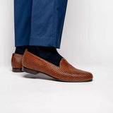 15-211-CGN CESTINO Calfskin Basketweave Slip On, Cognac - Zelli Italia - Flyclothing LLC