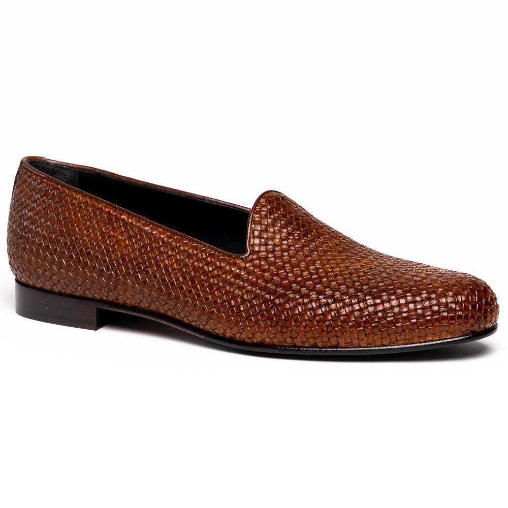 15-211-CGN CESTINO Calfskin Basketweave Slip On, Cognac - Zelli Italia - Flyclothing LLC