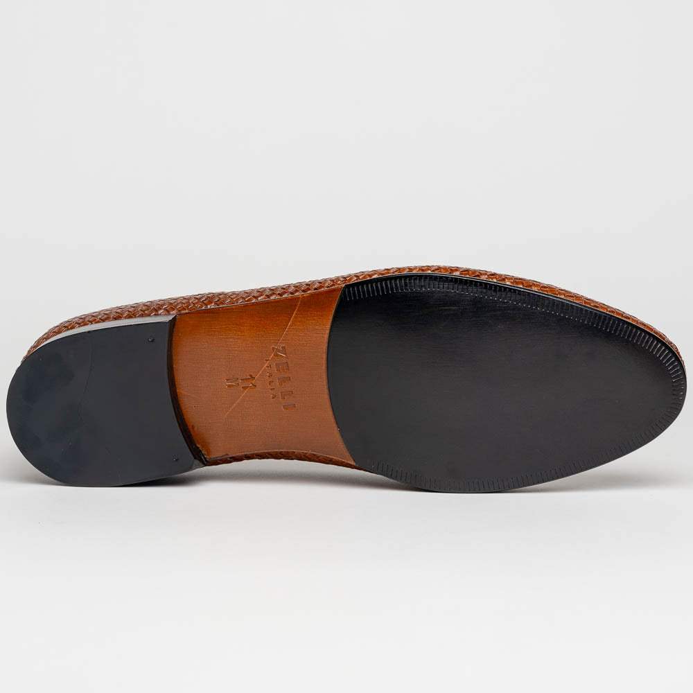 15-211-CGN CESTINO Calfskin Basketweave Slip On, Cognac - Zelli Italia - Flyclothing LLC