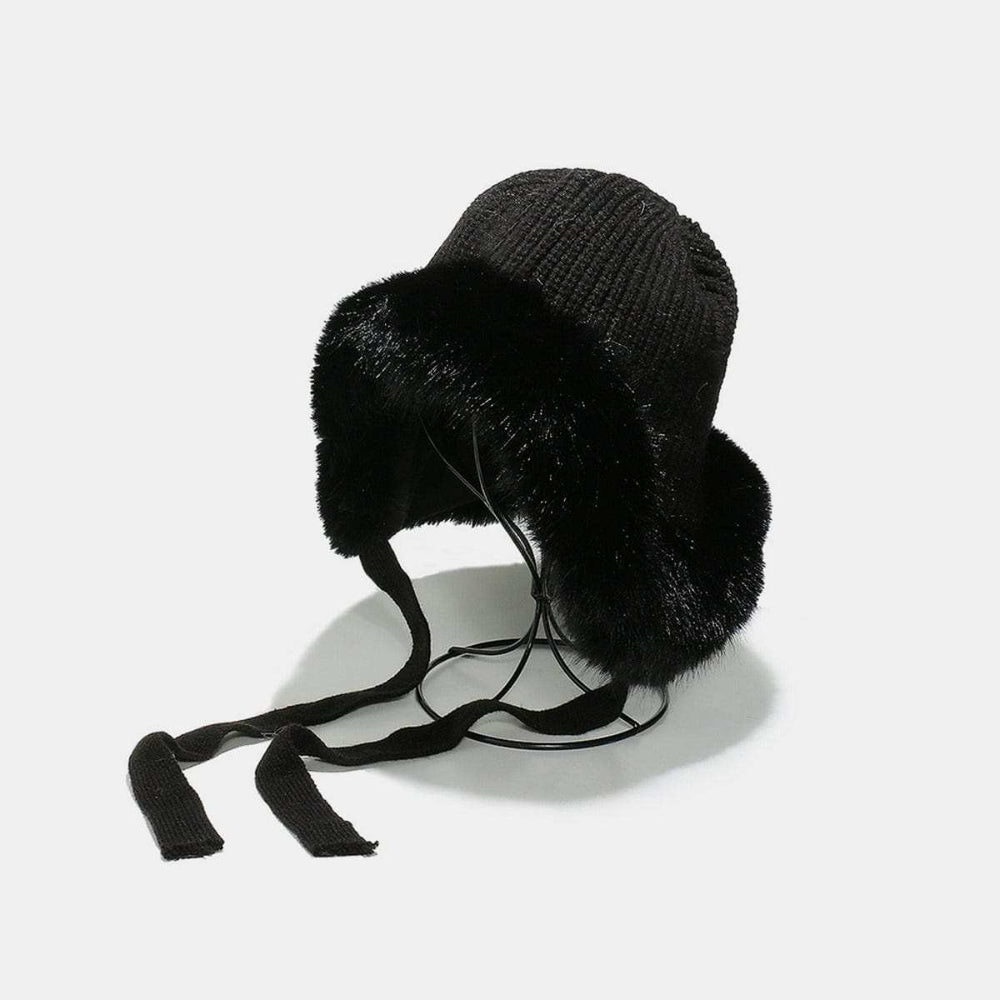 Thermal Tied Fuzzy Winter Hat - Trendsi - Flyclothing LLC